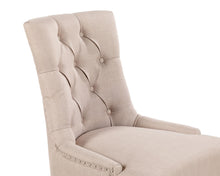 Load image into Gallery viewer, Pair of Scoop Back Verona Dining Chairs in Cream Linen with Chrome Knocker & Oak Legs