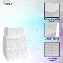 Load image into Gallery viewer, ARPAN Paper Rope Woven Storage Xmas Hamper Basket Box with White Cloth Lining, Large, Medium, Small (Set of 3)