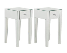 Load image into Gallery viewer, Monroe Silver Mirrored 1 Drawer Bedside Table Set