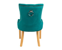 Load image into Gallery viewer, Verona Dining Chair in Teal Velvet with Chrome Knocker and Oak Legs