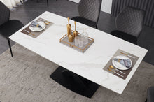 Load image into Gallery viewer, extending dining table white ceramic inc 6 velvet chairs