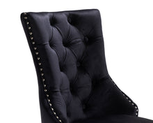 Load image into Gallery viewer, Ashford Dining Chair in Black Velvet with Square Knocker And Oak Legs