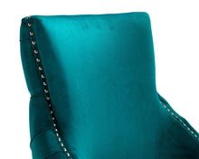 Load image into Gallery viewer, Elizabeth Dining Chair in Teal Velvet with Round Knocker and Oak Legs