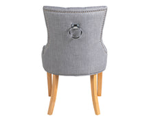 Load image into Gallery viewer, Pair of Verona Dining Chair in Grey Linen with Chrome Knocker and Oak Legs