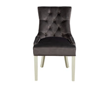 Load image into Gallery viewer, Verona Dining Chair in Grey Velvet with Chrome Knocker and Grey Legs