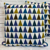 2 x Multicoloured Triangle Print Cushion Covers (43608) Linen 45 x 45 cm Square Premium Soft Furnishing, Sofas, Beds, Indoor, Outdoor