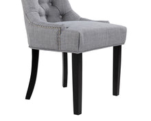 Load image into Gallery viewer, Verona Dining Chair in Grey Linen with Chrome Knocker and Black Legs