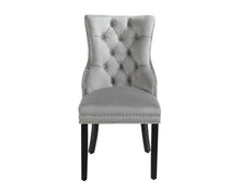 Load image into Gallery viewer, Ashford Dining Chair in Light Grey Velvet with Square Knocker And Black Legs