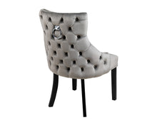 Load image into Gallery viewer, Elizabeth Dining Chair in Grey Velvet with Black Legs