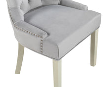 Load image into Gallery viewer, Verona Dining Chair in Light Grey Velvet with Chrome Knocker and Grey Legs