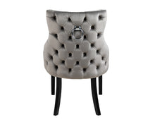 Load image into Gallery viewer, Elizabeth Dining Chair in Grey Velvet with Black Legs