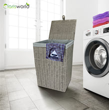 Load image into Gallery viewer, Clarisworld Resin Laundry Clothes Basket with Lid, Lock and Removable Lining, Storage Hamper Basket W45 x D32 x H59 cm