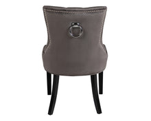Load image into Gallery viewer, Pair of Scoop Back Verona Dining Chairs Grey Velvet with Black Legs and Chrome Knocker