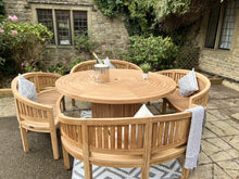 Load image into Gallery viewer, Teak Garden furniture round table 4 benches 12 seater set