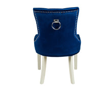 Load image into Gallery viewer, Verona Dining Chair in Royal Blue Velvet with Chrome Knocker and Grey Legs