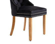Load image into Gallery viewer, Ashford Dining Chair in Black Velvet with Square Knocker And Oak Legs