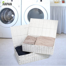 Load image into Gallery viewer, ARPAN Resin Woven Under Bed Storage Box, Chest Shelf Toy Clothes Basket With Lid - White