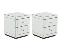 Load image into Gallery viewer, Monroe Silver Mirrored Bedside Chest with 2 Drawers Set