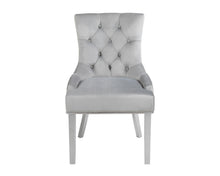 Load image into Gallery viewer, Verona Dining Chair in Light Grey Velvet with Chrome Knocker and Chrome Legs