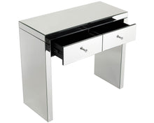 Load image into Gallery viewer, Monroe Silver Mirrored Console Table Set with 2 x 1 Drawer Bedside Tables, Stool and Tri-fold Mirror