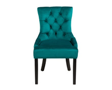 Load image into Gallery viewer, Verona Dining Chair in Teal Velvet with Chrome Knocker and Black Legs