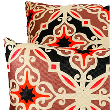 Load image into Gallery viewer, 2 x Red & Brown tone Cushion Covers (63005) Linen 45 x 45 cm Square Premium Soft Furnishing, Sofas, Beds, Indoor, Outdoor
