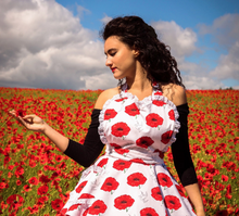 Load image into Gallery viewer, Poppy Womens Retro Apron - Pin Up Sweetheart Apron For Women - Poppies Apron