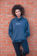 Load image into Gallery viewer, 'I Am Grateful' Unisex India Ink Grey Oversized High-necked Jumper