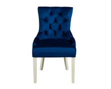 Load image into Gallery viewer, Verona Dining Chair in Royal Blue Velvet with Chrome Knocker and Grey Legs