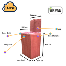 Load image into Gallery viewer, Clarisworld Resin Laundry Clothes Basket with Lid, Lock and Removable Lining, Storage Hamper Basket W45 x D32 x H59 cm