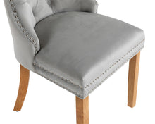 Load image into Gallery viewer, Ashford Dining Chair in Light Grey Velvet with Square Knocker And Oak Legs