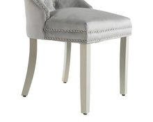 Load image into Gallery viewer, Ashford Dining Chair in Light Grey Velvet with Square Knocker And Grey Legs
