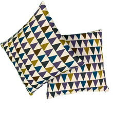 Load image into Gallery viewer, 2 x Multicoloured Triangle Print Cushion Covers (43608) Linen 45 x 45 cm Square Premium Soft Furnishing, Sofas, Beds, Indoor, Outdoor