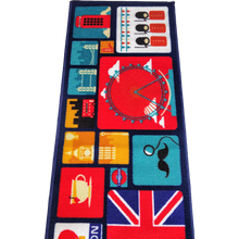 Load image into Gallery viewer, London Theme Multi Coloured Kitchen Runners Polyester Area Rug Non-Slip 137 x 49 cm