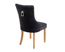 Load image into Gallery viewer, Ashford Dining Chair in Black Velvet with Square Knocker And Oak Legs