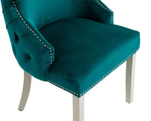 Load image into Gallery viewer, Elizabeth Dining Chair in Teal Velvet with Round Knocker and Grey Legs