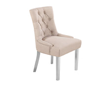 Load image into Gallery viewer, Verona Dining Chair in Cream Linen with Chrome Knocker and Chrome Legs
