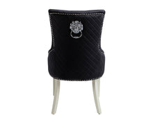 Load image into Gallery viewer, Sandhurst High Back Dining Chair Seat/Back with Chrome Lion Head Knocker in Black Velvet And Grey Legs