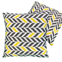 Load image into Gallery viewer, 2 x Yellow & Grey Linen Cushion Covers (43626) Linen 45 x 45 cm Square Premium Soft Furnishing, Sofas, Beds, Indoor, Outdoor