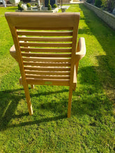 Load image into Gallery viewer, TEAK STACKING GARDEN PATIO CHAIR CHELSEA HANDMADE WOOD x 2
