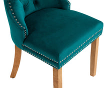 Load image into Gallery viewer, Ashford Dining Chair in Teal Velvet with Square Knocker And Oak Legs