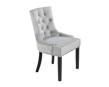 Load image into Gallery viewer, Verona Dining Chair in Light Grey Velvet with Chrome Knocker and Black Legs