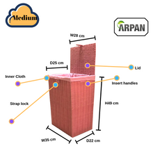 Load image into Gallery viewer, Arpan Medium Resin Laundry Clothes Basket with Lid and Lining Storage Basket with Removable Lining