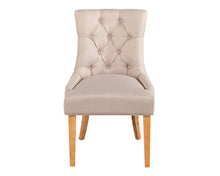 Load image into Gallery viewer, Rectangular Oak Dining Table and 6 Cream Linen Verona Dining Chairs with Chrome Knocker and Oak Legs