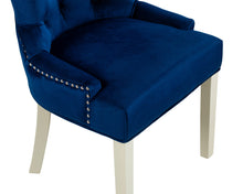 Load image into Gallery viewer, Verona Dining Chair in Royal Blue Velvet with Chrome Knocker and Grey Legs