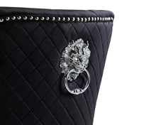 Load image into Gallery viewer, Sandhurst High Back Dining Chair in Black Velvet with Chrome Lion Head Knocker And Black Legs