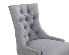 Load image into Gallery viewer, Pair of Verona Dining Chair in Grey Linen with Chrome Knocker and Oak Legs