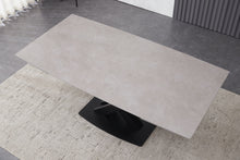 Load image into Gallery viewer, ceramic grey extending dining table with 6 velvet chairs