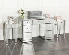 Load image into Gallery viewer, Monroe Silver Mirrored Dressing Table Set with 2 x 1 Drawer Bedside Tables