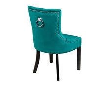 Load image into Gallery viewer, Verona Dining Chair in Teal Velvet with Chrome Knocker and Black Legs